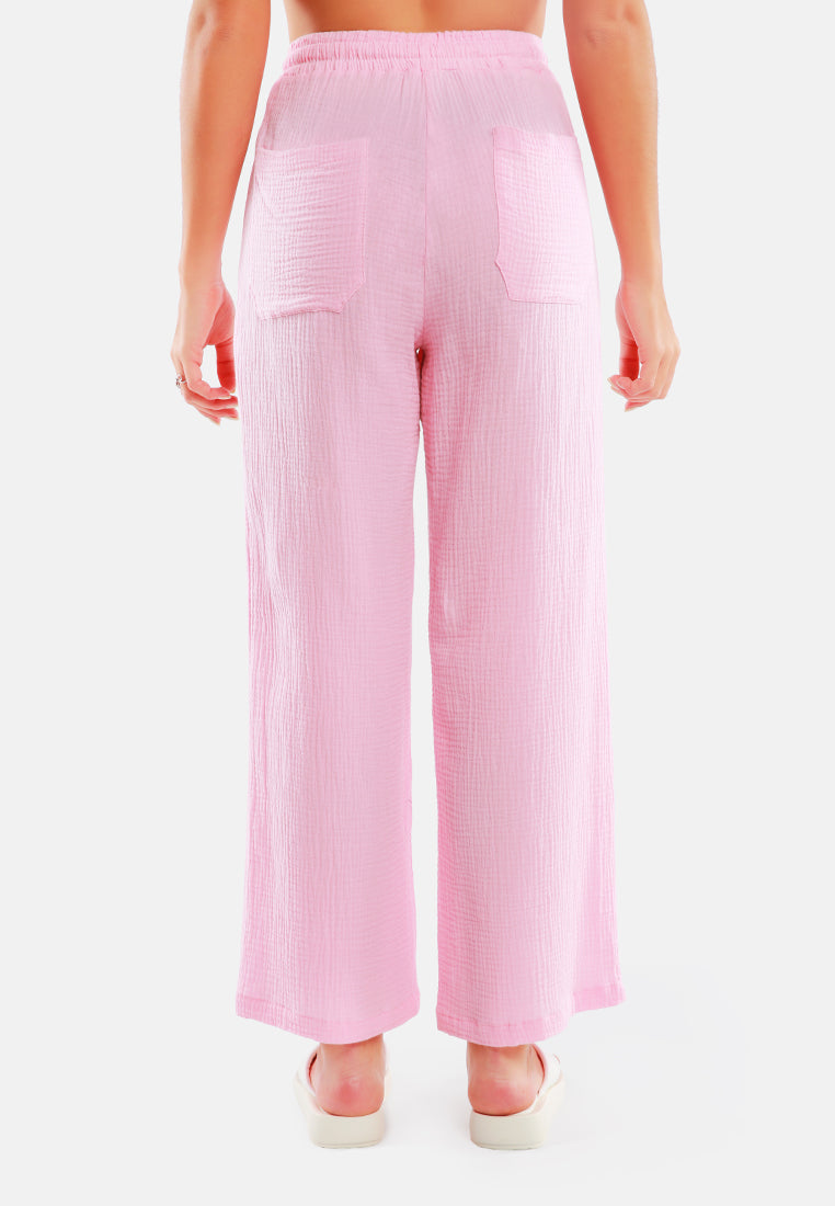 drawstring casual lounge wide pants by ruw#color_pink