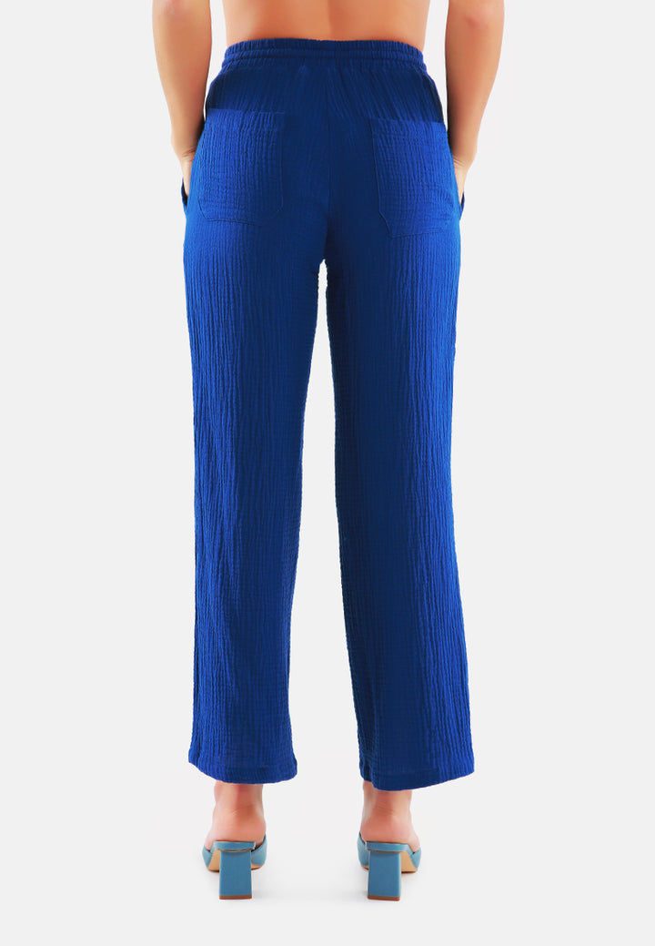 drawstring casual lounge wide pants by ruw#color_matt-blue