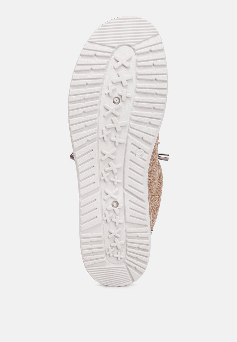 drawstring lace flatform heel shoes#color_beige
