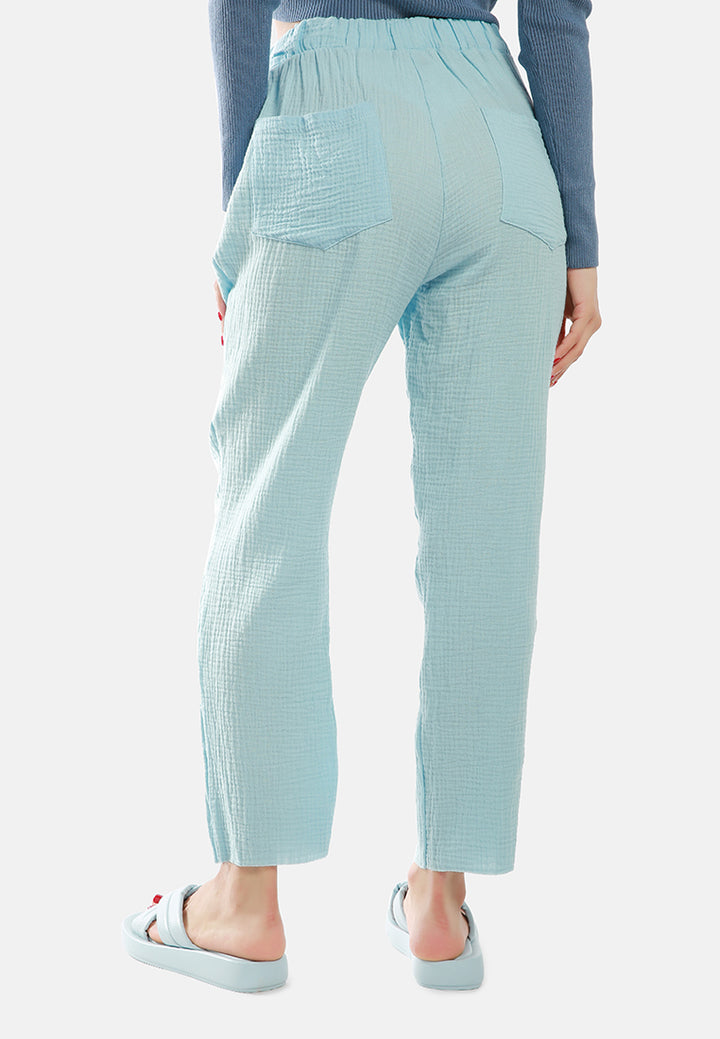 drawstring narrow bottom summer pants by ruw#color_light-blue