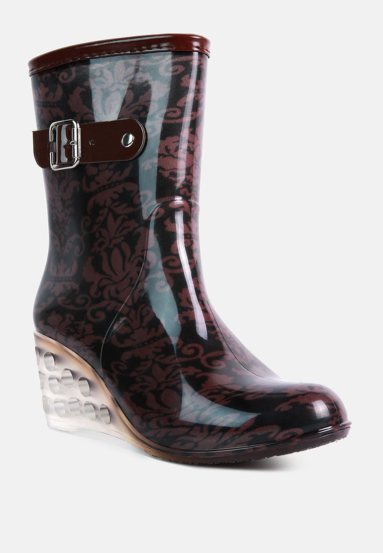 drench clear wedge rainboots#color_brown