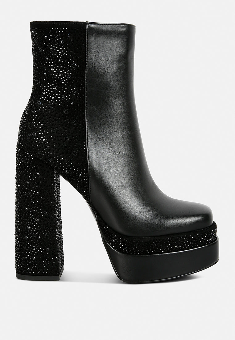 dryday diamante zip up block heel boots#color_black