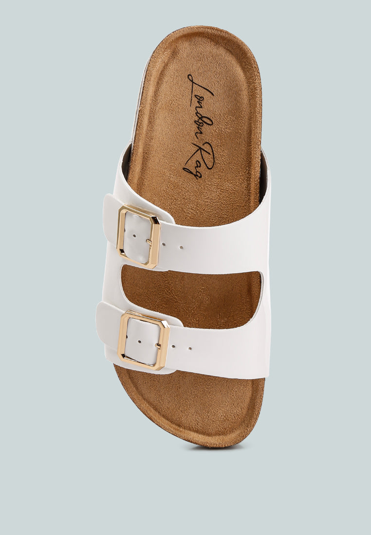 dual strap buckle flats by ruw#color_white