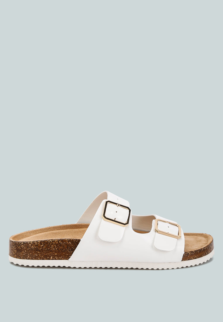 dual strap buckle flats by ruw#color_white