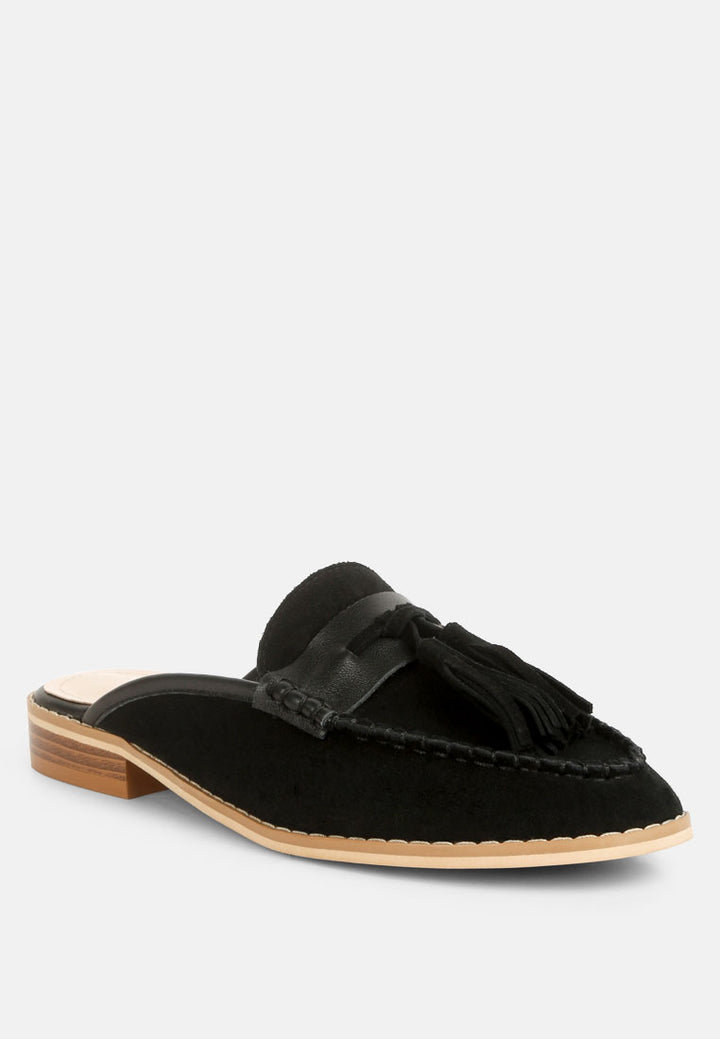 edmanda tassle detail leather mules by ruw#color_black