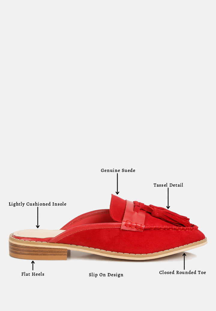 edmanda tassle detail leather mules by ruw#color_red