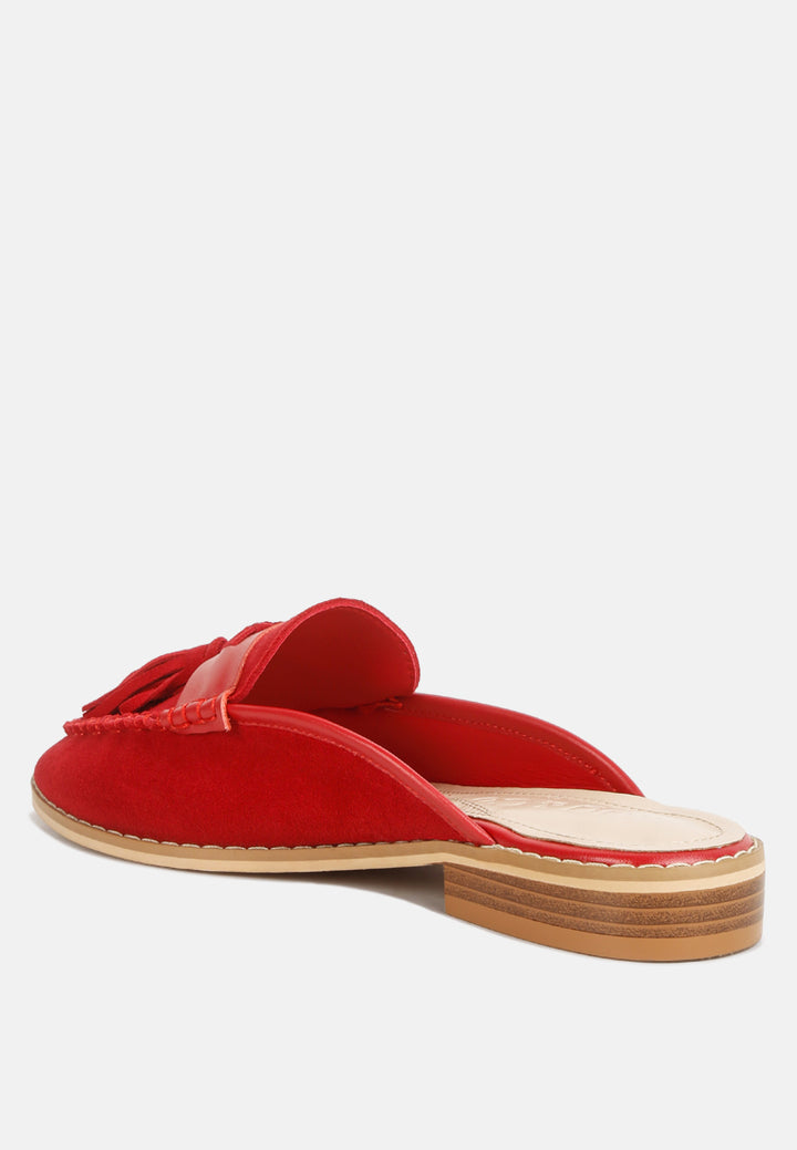 edmanda tassle detail leather mules by ruw#color_red