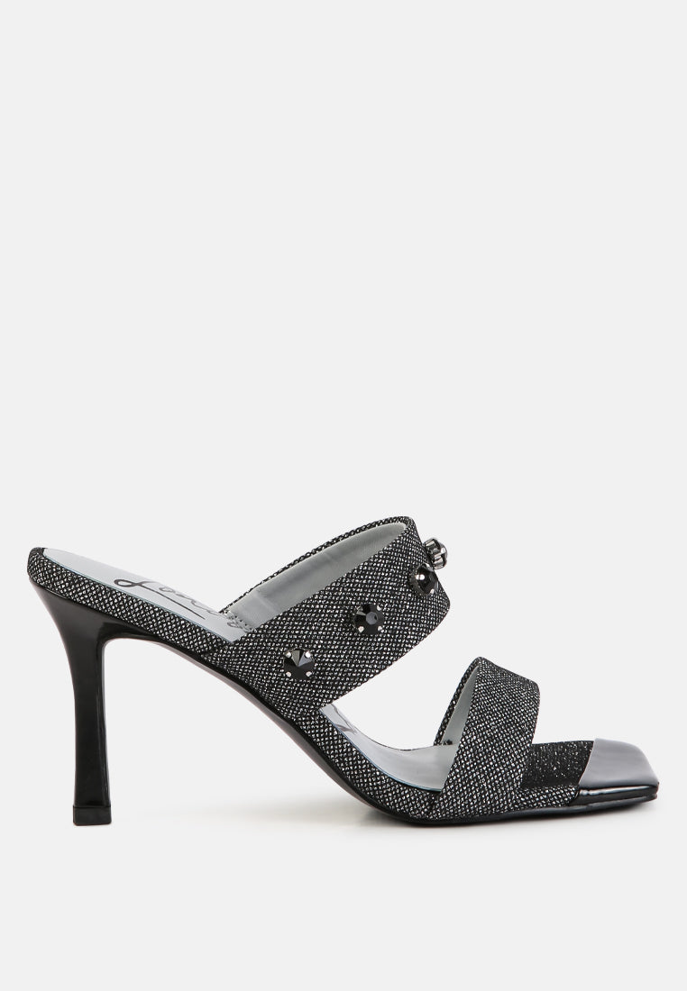 edm queen diamante embellished glitter sandals#color_black