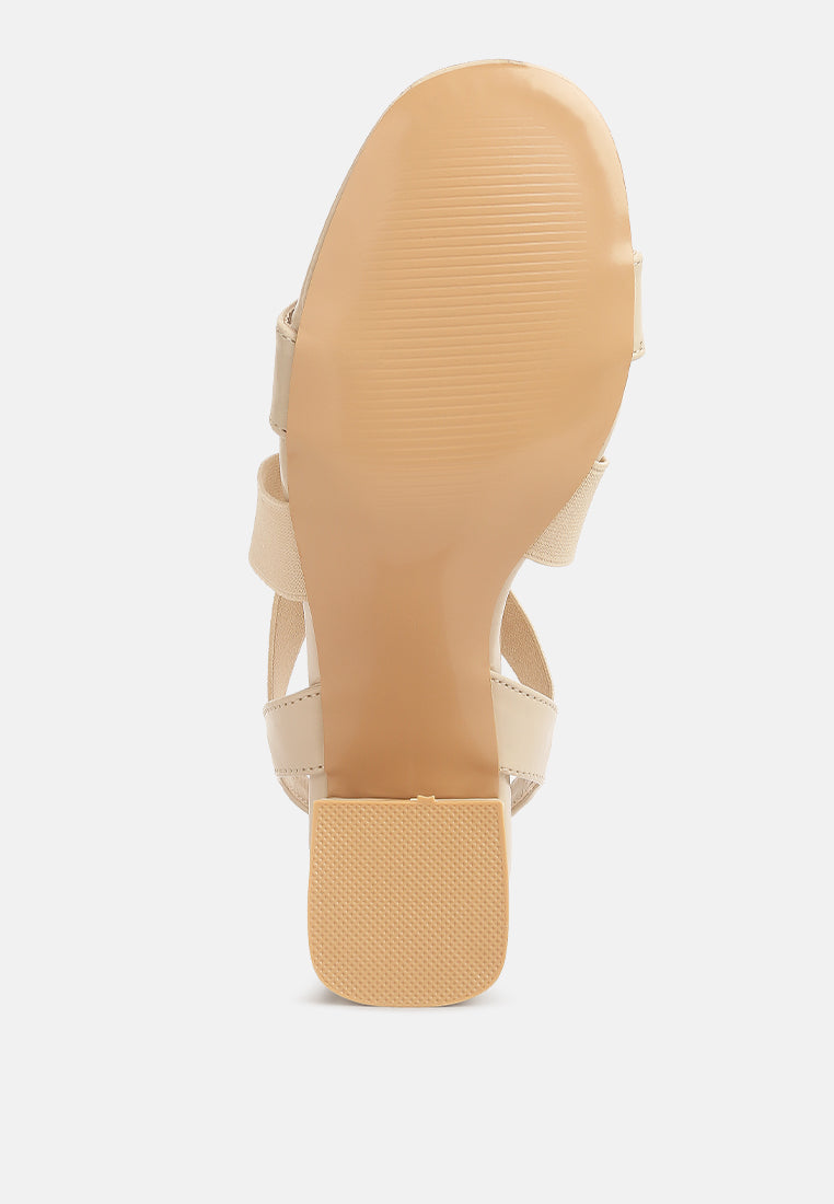 elastic straps block heel sandals#color_beige