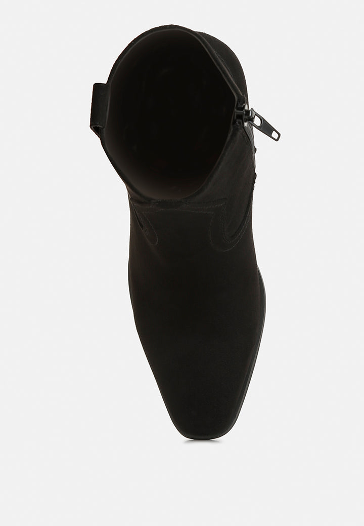 elettra ankle length cowboy boots#color_black
