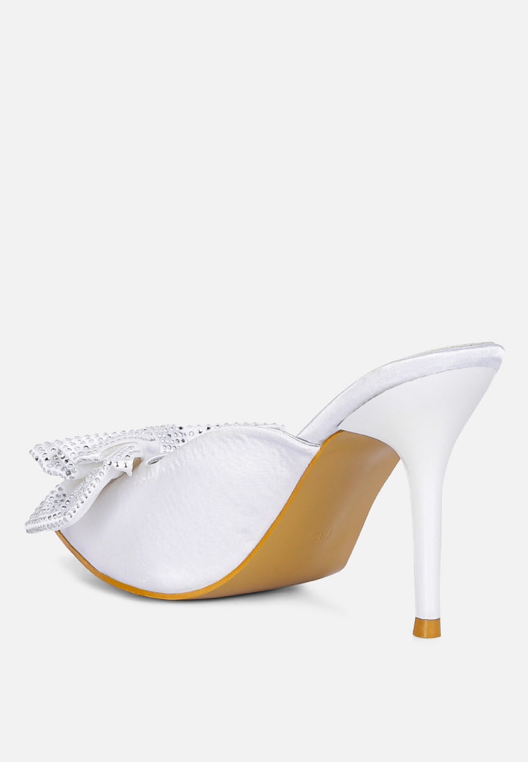 elisda blue diamante bow heeled mules by ruw#color_white