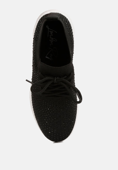 elizha stud embellished lace up sneakers#color_black