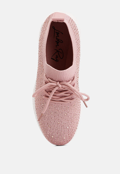 elizha stud embellished lace up sneakers#color_pink