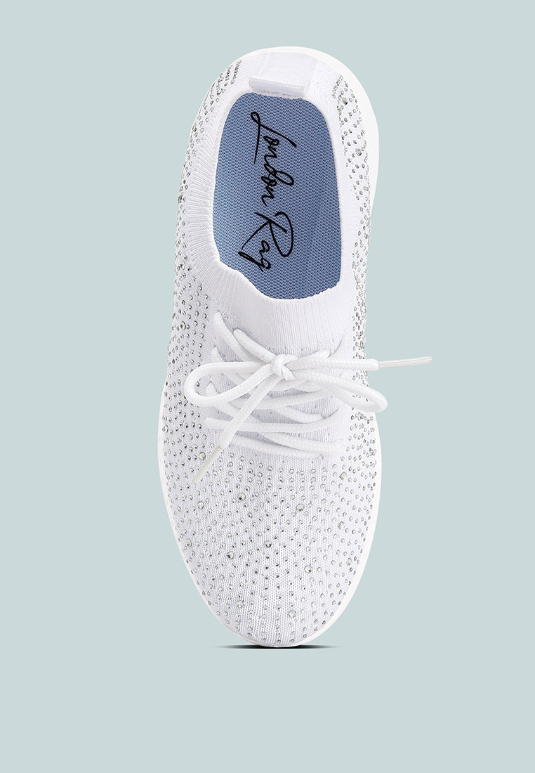 elizha stud embellished lace up sneakers#color_white