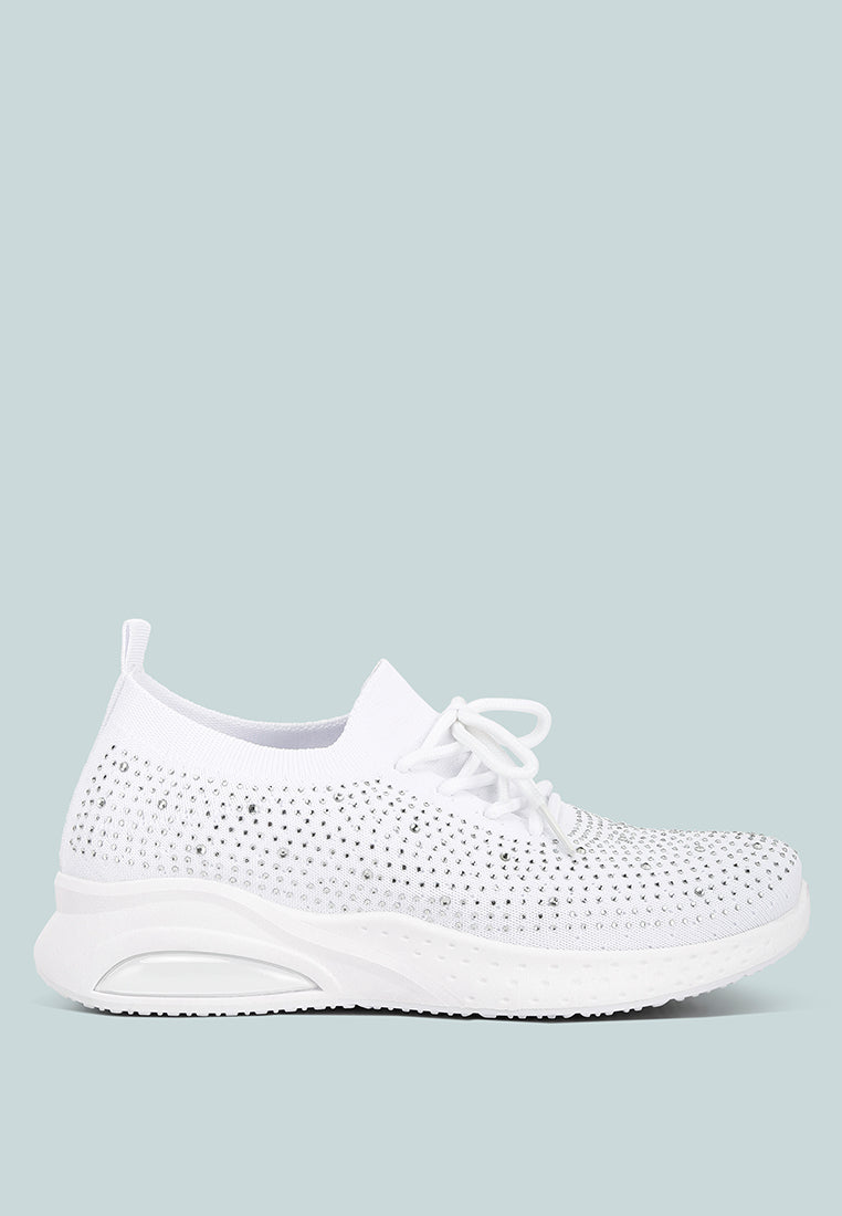 elizha stud embellished lace up sneakers#color_white