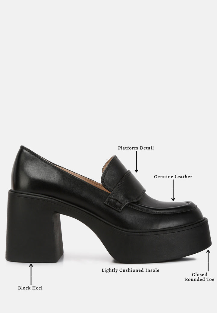 elspeth heeled platform leather loafers#color_black