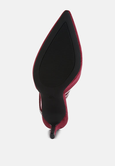 elvira rhinestone embellished strap up sandals#color_burgundy