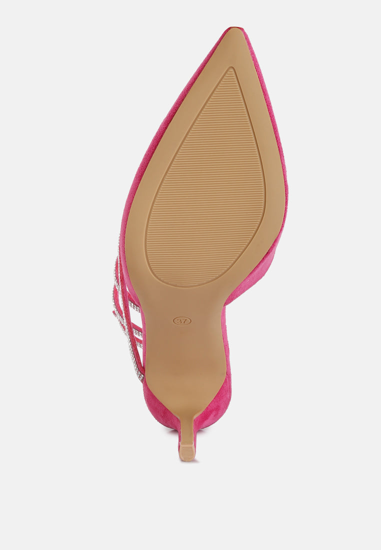 elvira rhinestone embellished strap up sandals#color_fuchsia