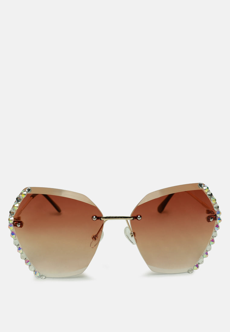 embellished butterfly sunglasses#color_brown