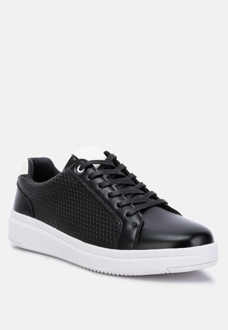 embossed lace-up sneakers by ruw#color_black