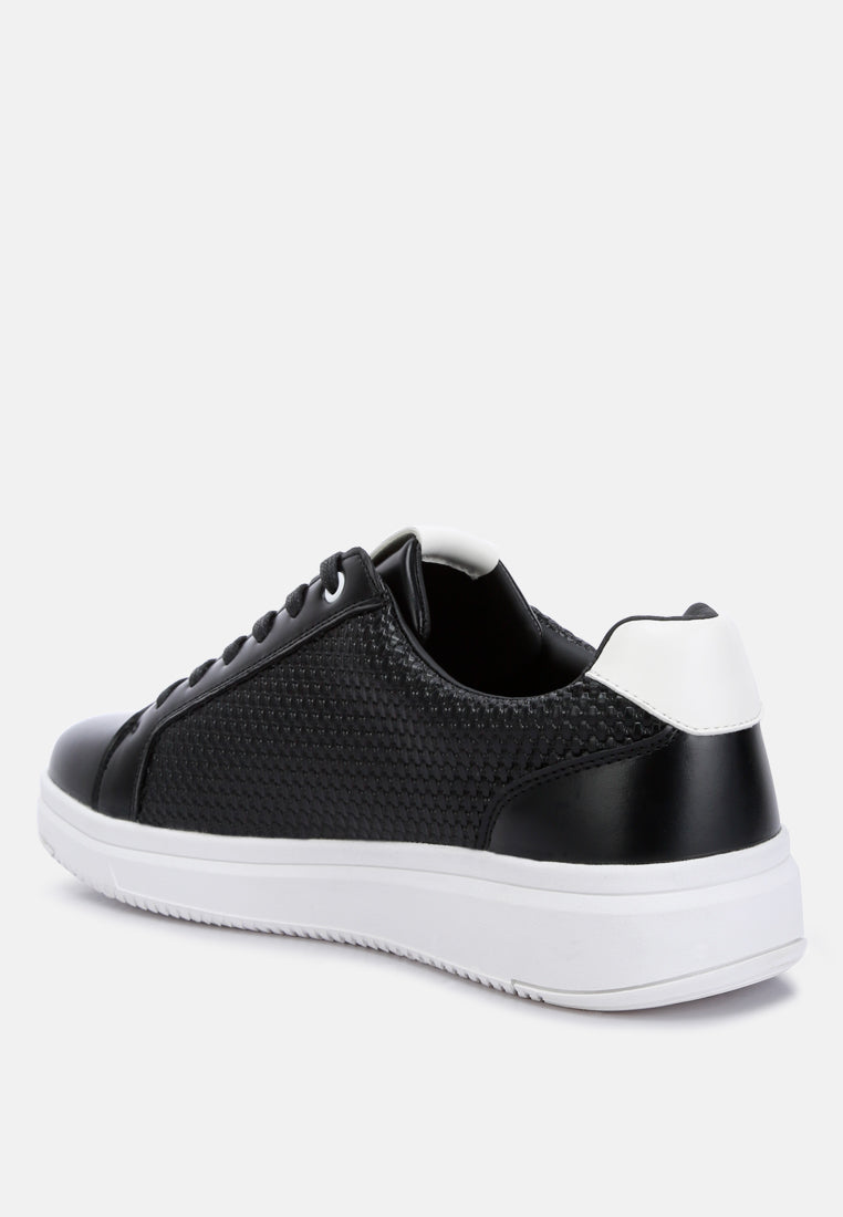 embossed lace-up sneakers by ruw#color_black