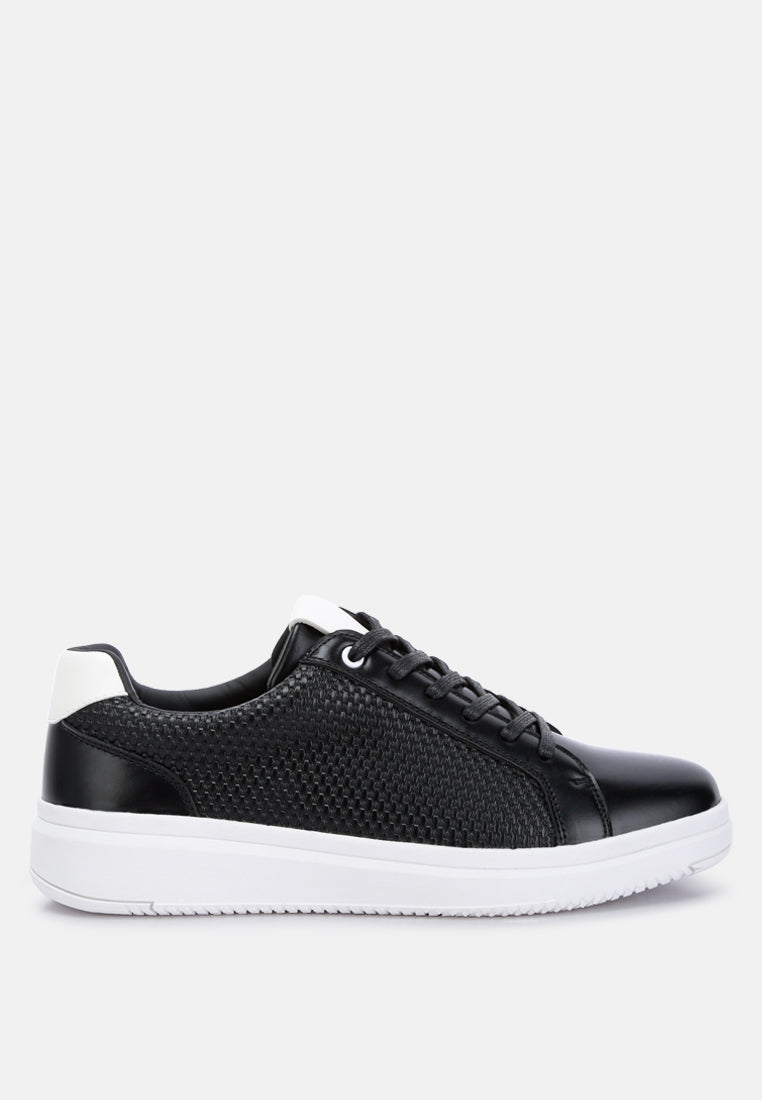 embossed lace-up sneakers by ruw#color_black