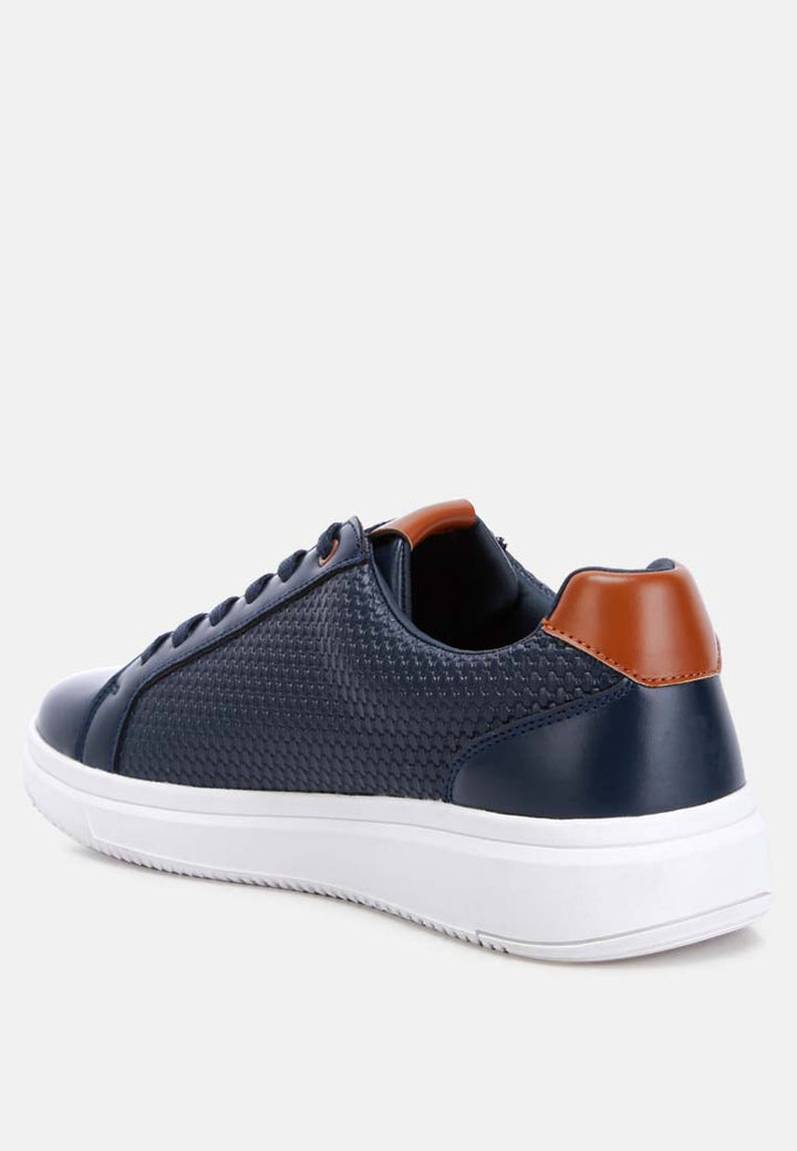 embossed lace-up sneakers by ruw#color_navy