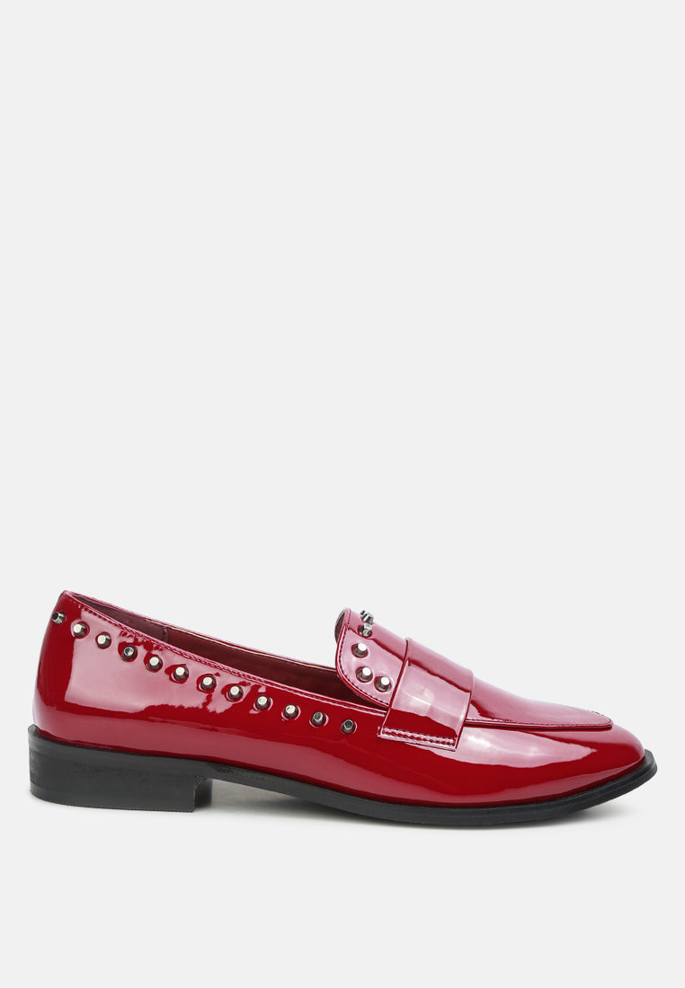 emilia patent stud penny loafers#color_burgundy