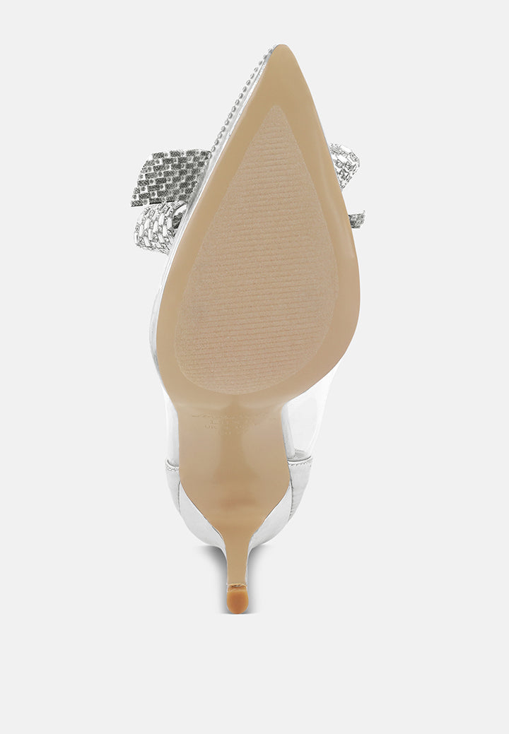 erika rhinestones embellished clear pump shoes#color_silver