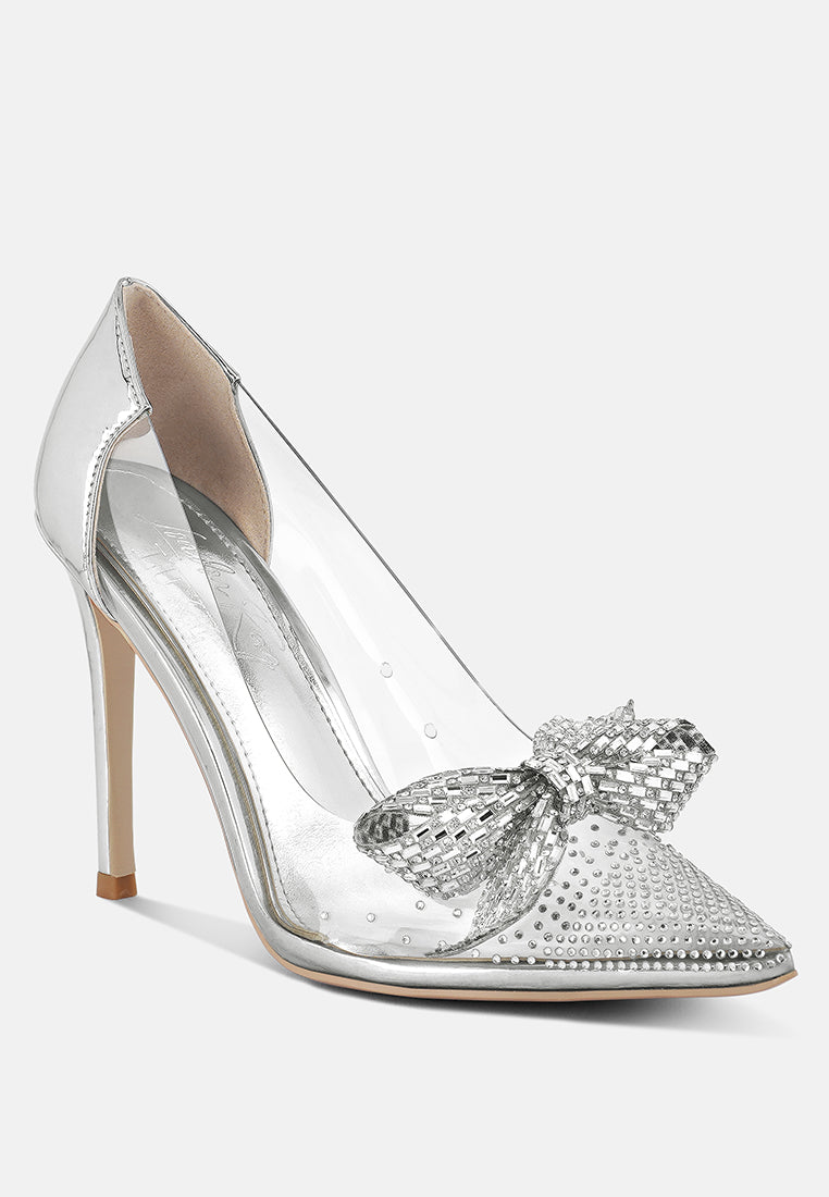 erika rhinestones embellished clear pump shoes#color_silver