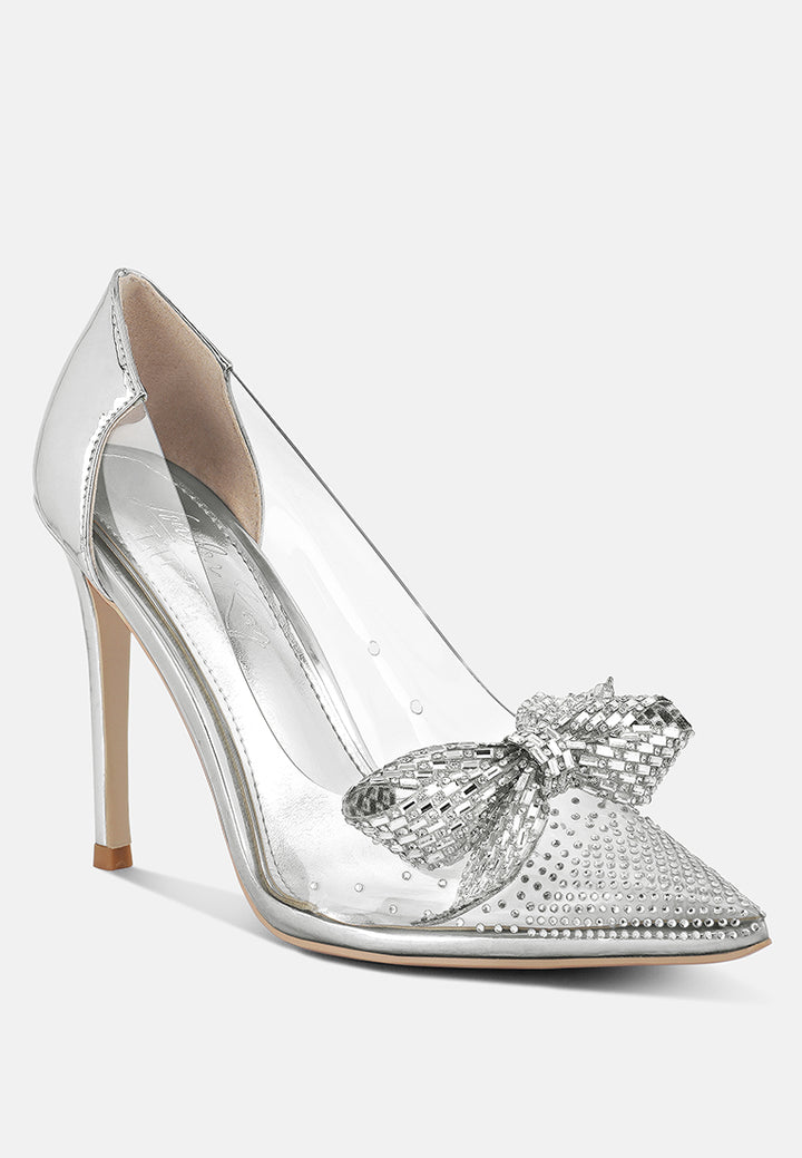erika rhinestones embellished clear pump shoes#color_silver