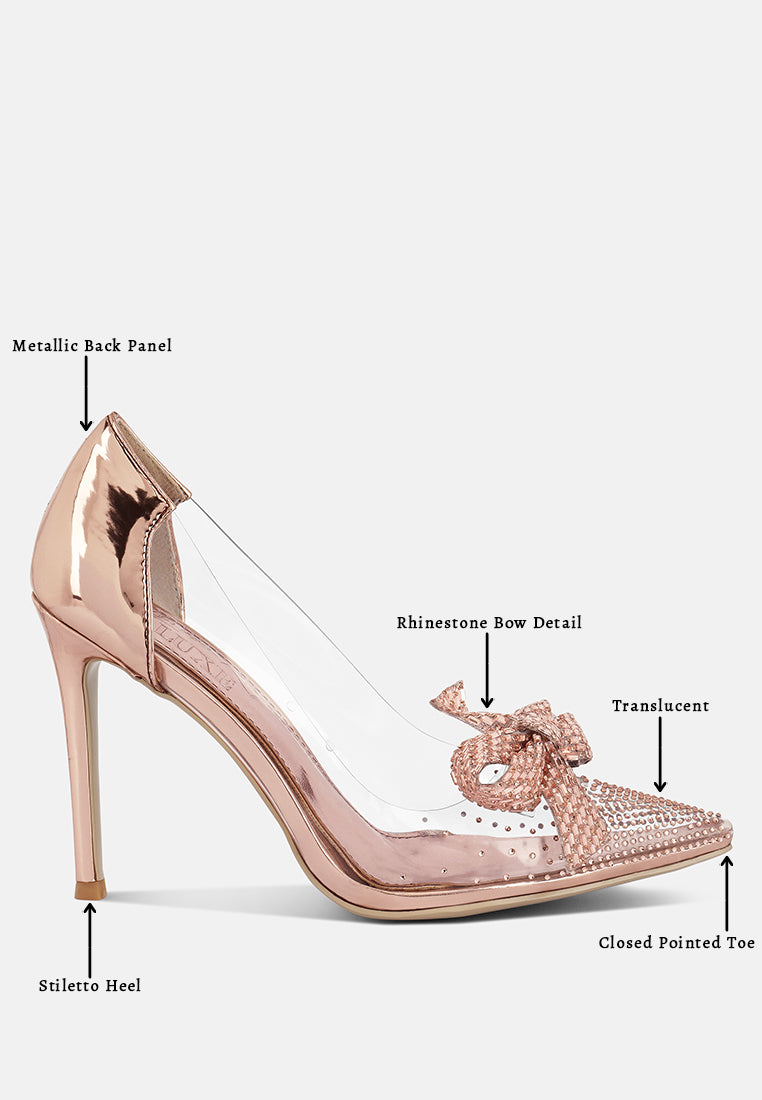 erika rhinestones embellished clear pump shoes#color_rose-gold