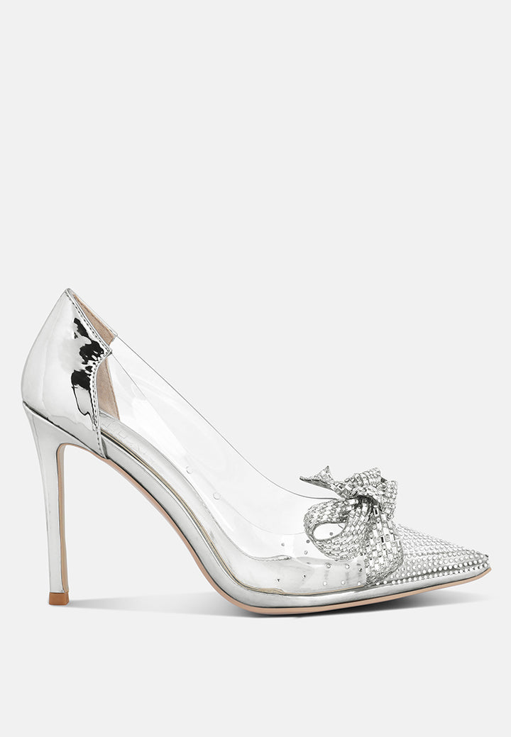 erika rhinestones embellished clear pump shoes#color_silver