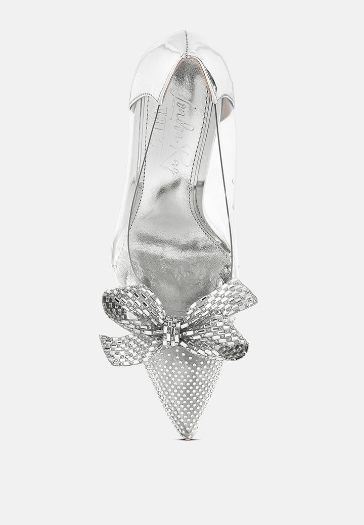 erika rhinestones embellished clear pump shoes#color_silver