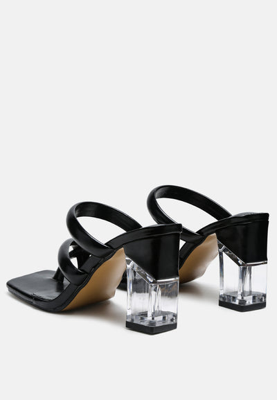 erised clear heel toe ring slides#color_black
