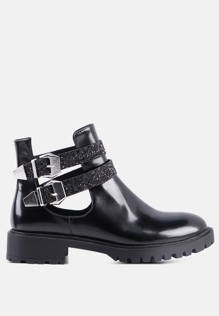 erner adjustable cut-out buckle boots#color_black-glitter