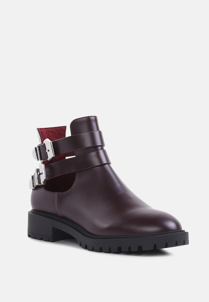 erner adjustable cut-out buckle boots#color_wine