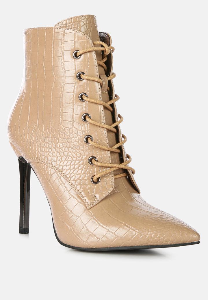 escala croc lace-up stiletto boots#color_tan