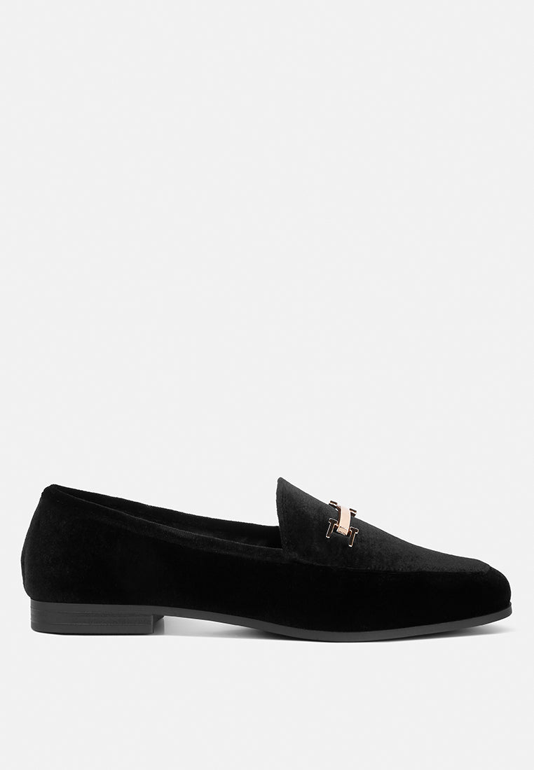 evelio horsebit embellsihed velvet loafers#color_black