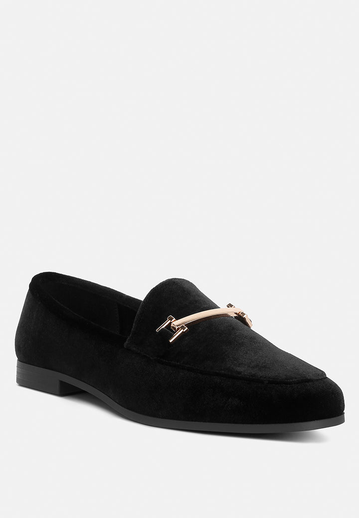 evelio horsebit embellsihed velvet loafers#color_black