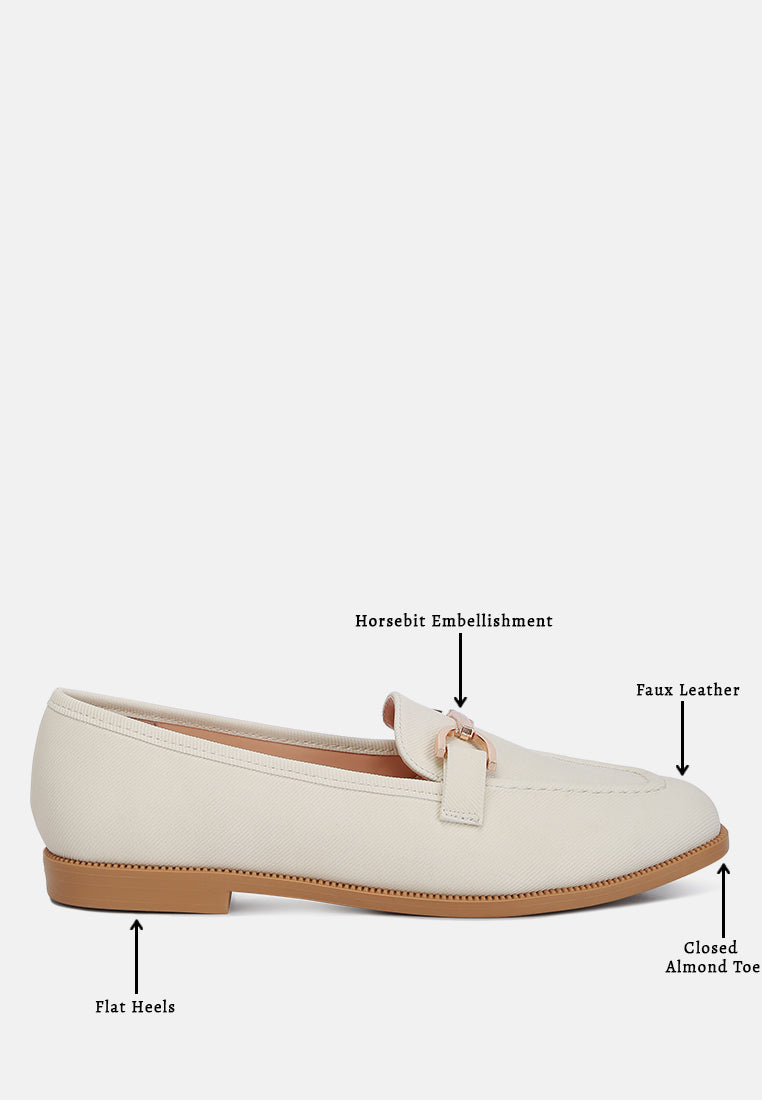 fable horsebit embellished flat loafers#color_off-white