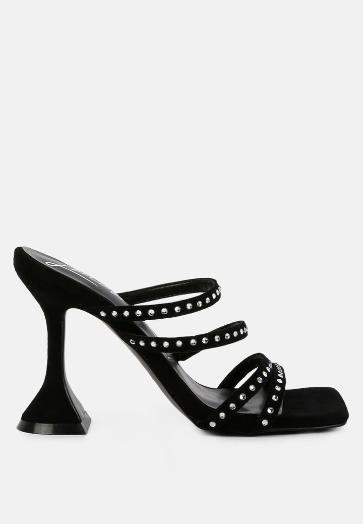 face me studded mid heel multi strap sandals#color_black