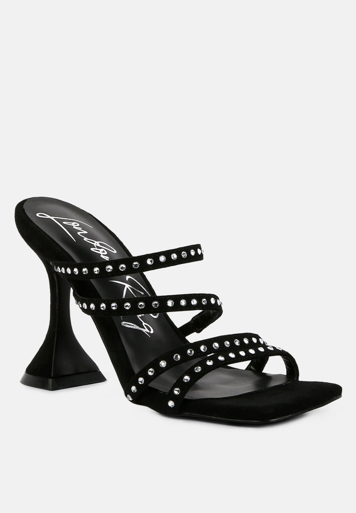 face me studded mid heel multi strap sandals#color_black