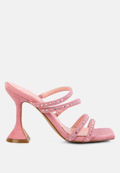 face me studded mid heel multi strap sandals#color_pink