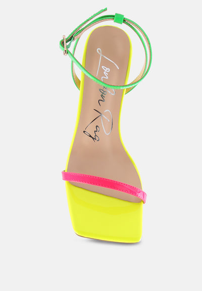 fantasy mid heel square toe sandals#color_multi