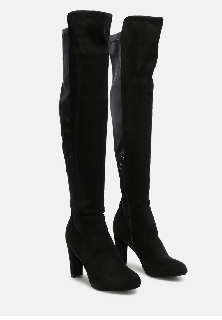 fauna knee high block heeled boots#color_black