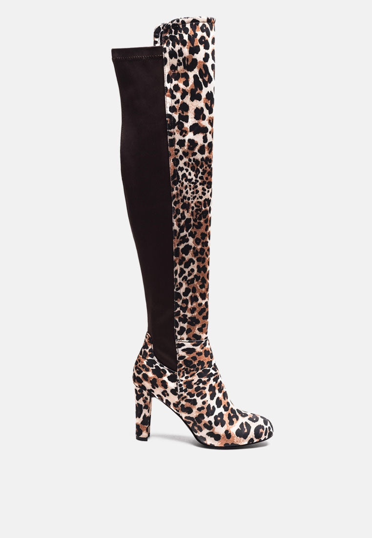 fauna knee high block heeled boots#color_leopard