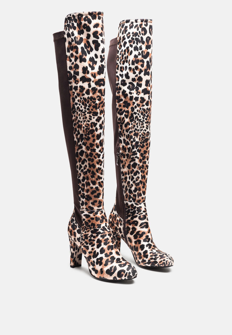 fauna knee high block heeled boots#color_leopard