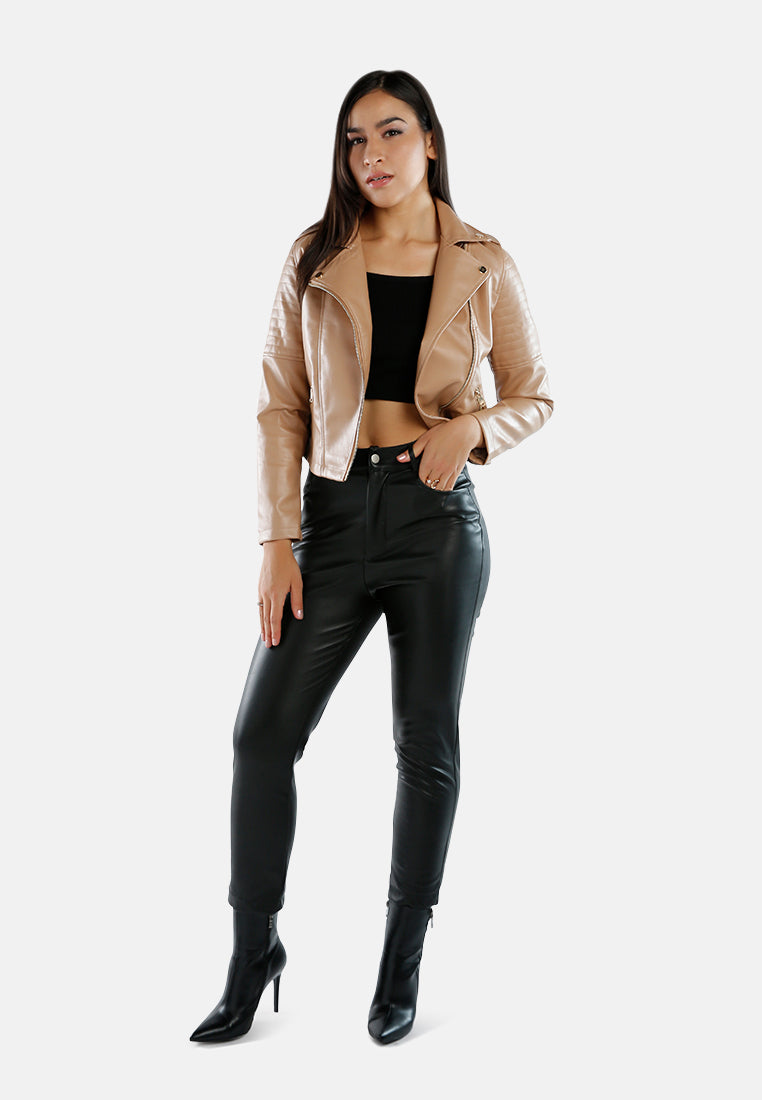 faux leather biker jacket#color_taupe