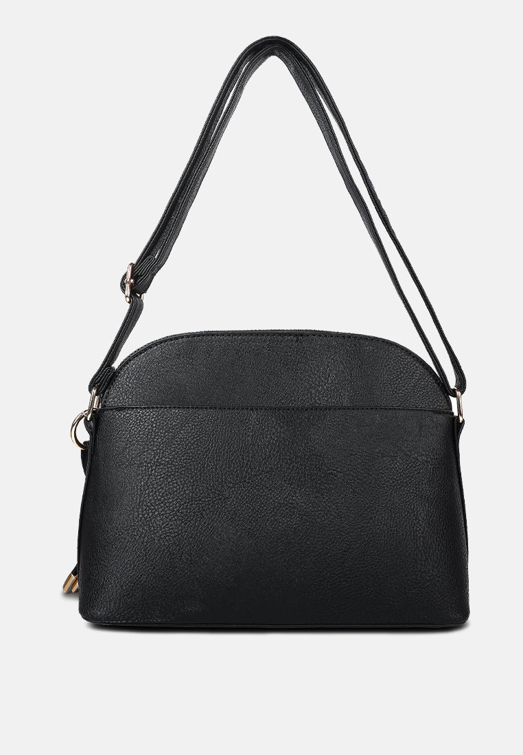 faux leather adjustable sling bag#color_black